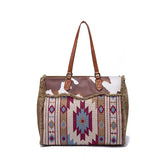 Retro Print Fringe Canvas Tote Bag Set - Shah S. Sahota